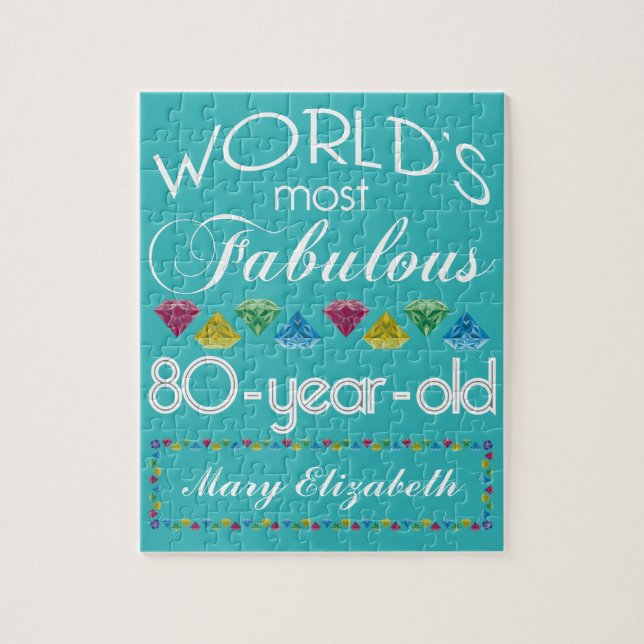 80th Birthday Most Fabulous Colourful Gem Jigsaw Puzzle (Vertical)