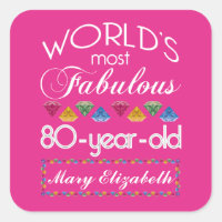 80th Birthday Most Fabulous Colourful Gems Pink