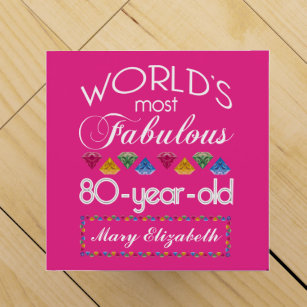 80th Birthday Most Fabulous Colourful Gems Pink Wine Gift Box