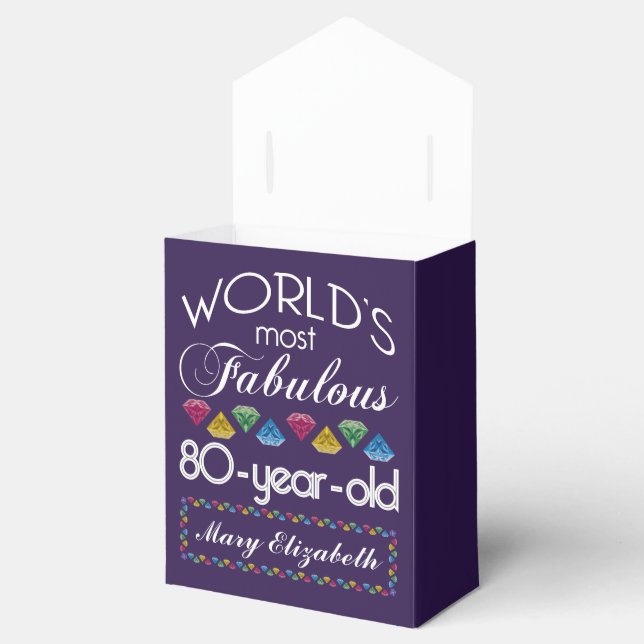 80th Birthday Most Fabulous Colourful Gems Purple Favour Box (Opened)