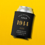 80th Birthday Name 1944 Black Gold Elegant Chic<br><div class="desc">Luxurious 80th Birthday Black and Gold Can Cooler: The perfect party companion. Our high-quality 80th Birthday Can Cooler is made to help you toast to the big milestone in style. Crafted in sleek black and accented with gold, it brings a touch of luxury to your celebration. Not just a pretty...</div>