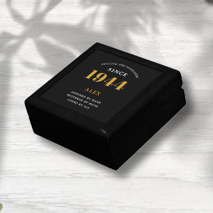 80th Birthday Name 1944 Black Gold Elegant Chic Gift Box