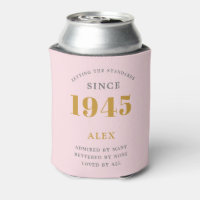 80th Birthday Name 1945 Pink Grey Elegant Chic