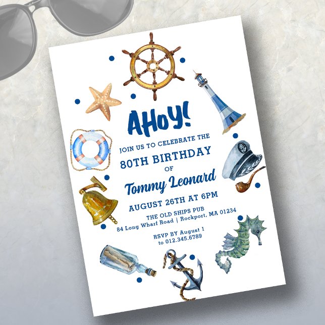 80th Birthday Nautical Summer 2024 Invitation (Creator Uploaded)