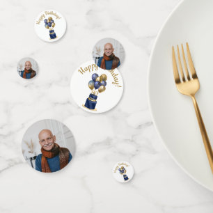 80th Birthday Navy Blue Balloon Cake Confetti