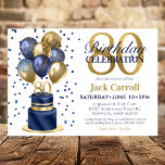 80th Birthday Navy Blue Balloon Cake Invitation<br><div class="desc">This fabulous men's 80th birthday party invitation featuring a 2-layer navy blue and gold cake with navy blue and gold balloons, the number 80 in gold and shiny blue confetti would be perfect for celebrating your loved one turning 80. It is traditional and classic while being fresh, modern and contemporary....</div>