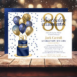 80th Birthday Navy Blue Balloon Cake Invitation<br><div class="desc">This fabulous men's 80th birthday party invitation featuring a 2-layer navy blue and gold cake with navy blue and gold balloons, the number 80 in gold and shiny blue confetti would be perfect for celebrating your loved one turning 80. It is traditional and classic while being fresh, modern and contemporary....</div>