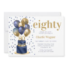 80th Birthday Navy Blue Cake