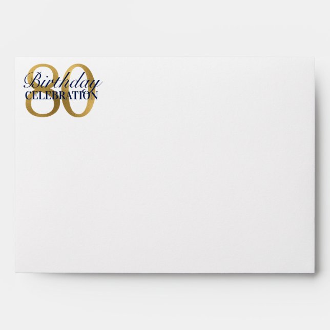 80th Birthday Navy Blue Cake Return Address Envelope (Front)