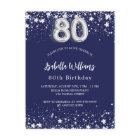 80th birthday navy blue silver stars