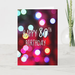 80th Birthday Neon Party Lights Card
