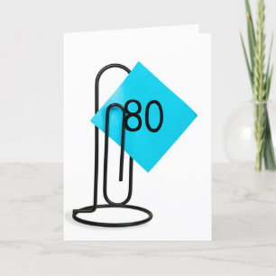 80th Birthday Note On a Paper Clip Card