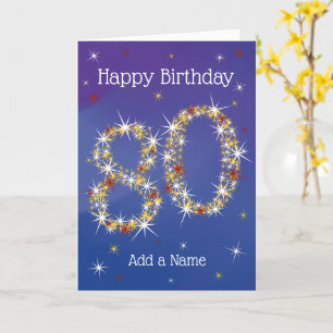 80th Birthday - Number 80 in Stars - Blue - Age Card