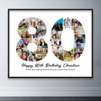80th Birthday Number 80 Photo Collage Anniversary