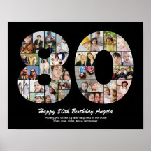 80th Birthday Number 80 Photo Collage Gift