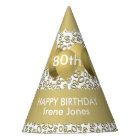 80th Birthday Number Pattern Gold/White Scallops