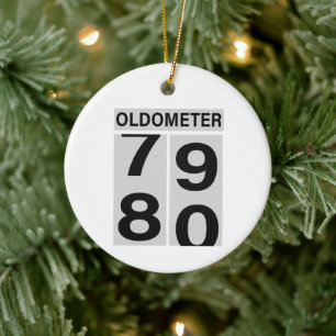 80th Birthday Oldometer Ceramic Tree Decoration
