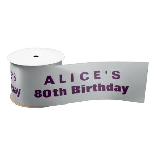80th Birthday or ANY YEAR Custom Colour G09 PURPLE Satin Ribbon