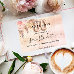 80th birthday pampas rose save the date card<br><div class="desc">A girly and trendy Save the Date card for a 80th birthday party. A blush pink, rose gold gradient background decorated with blush pink florals and pampas grass. Personalise and add a date and name/age. The text: Save the Date is written with a large trendy hand lettered style script. Number...</div>
