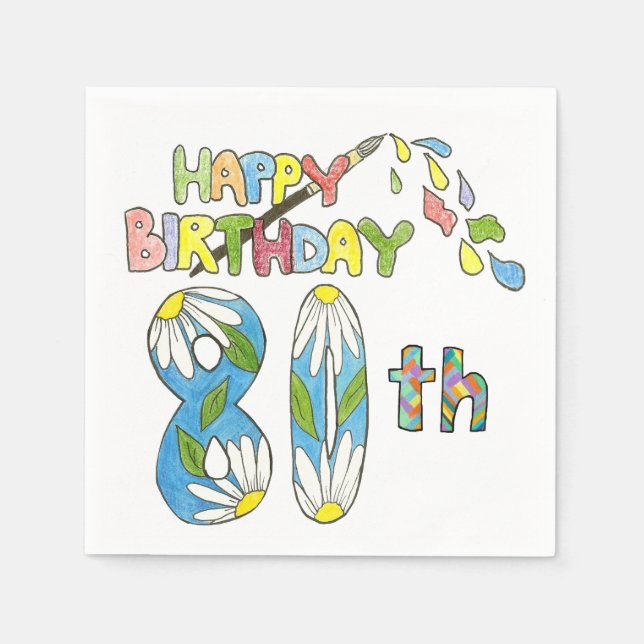 80th Birthday Paper Napkins (Front)