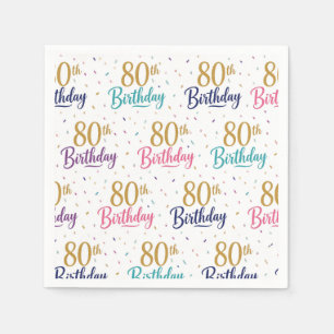 80th Birthday Paper Napkins, Eighty Birthday Party Napkin
