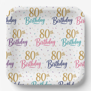 80th Birthday Paper Plates, Eightieth Party Plate