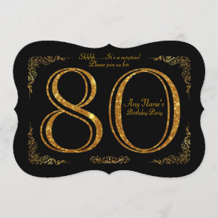 80th,Birthday party 80th,great Gatsby,black & gold Invitation