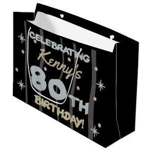 80th Birthday Party Add Your Name Large Gift Bag
