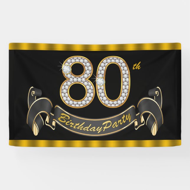 80th Birthday Party Banner (Horizontal)