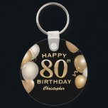80th Birthday Party Black and Gold Balloons Key Ring<br><div class="desc">80th Birthday Party Black and Gold Balloons and Confetti Keychain. For further customisation,  please click the "Customise it" button and use our design tool to modify this template.</div>