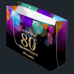 80th Birthday Party Black and Gold Balloons Large Gift Bag<br><div class="desc">80th Birthday Party Black and Gold Colourful Balloons and Confetti Gift Bag. For further customisation,  please click the "Customise it" button and use our design tool to modify this template.</div>