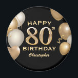 80th Birthday Party Black and Gold Balloons Magnet<br><div class="desc">80th Birthday Party Black and Gold Balloons and Confetti Magnet. For further customisation, please click the "Customise it" button and use our design tool to modify this template.</div>