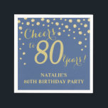 80th Birthday Party Blue and Gold Diamond Napkins<br><div class="desc">80th Birthday Party Invitation with Blue and Gold Glitter Diamond Background. Gold Confetti. Adult Birthday. Man or Woman Birthday. For further customisation,  please click the "Customise it" button and use our design tool to modify this template.</div>