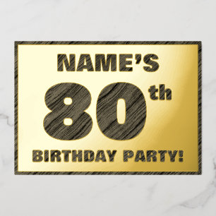 80th Birthday Party — Bold, Faux Wood Grain Text