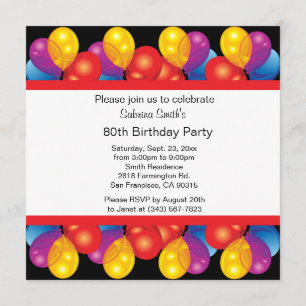 80th Birthday Party Celebration DIY Text Invitation