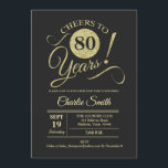 80th Birthday Party - Chalkboard Gold Invitation<br><div class="desc">80th Birthday Party Invitation in faux glitter gold and chalkboard black pattern. Simple modern design,  perfect for an elegant party. Cheers to 80 years! Can be personalized into any age!
Please message me if you need further customization.</div>