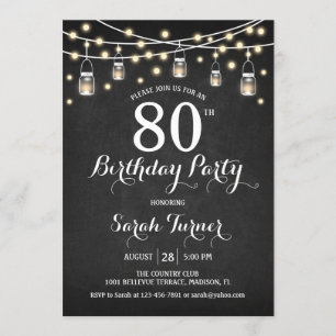 80th Birthday Party - Chalkboard Invitation