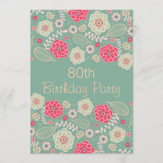 80th Birthday Party Chic Funky Modern Floral Invitation