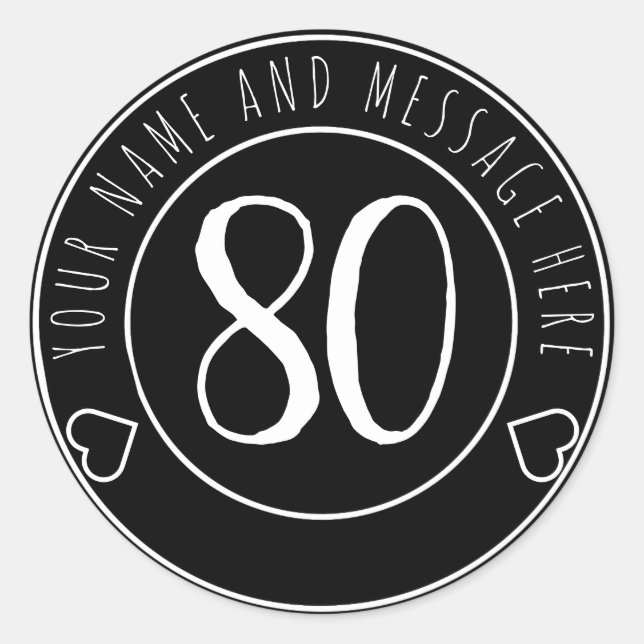 80th Birthday Party Cool Classic Classic Round Sticker (Front)