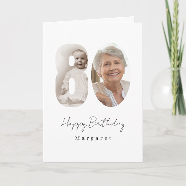 80th Birthday Party Custom Photo Greeting Card (Front)