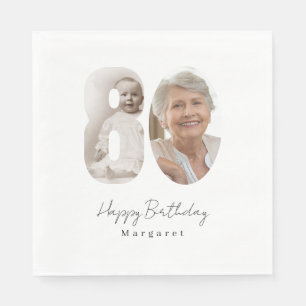 80th Birthday Party Custom Photo Paper Napkins