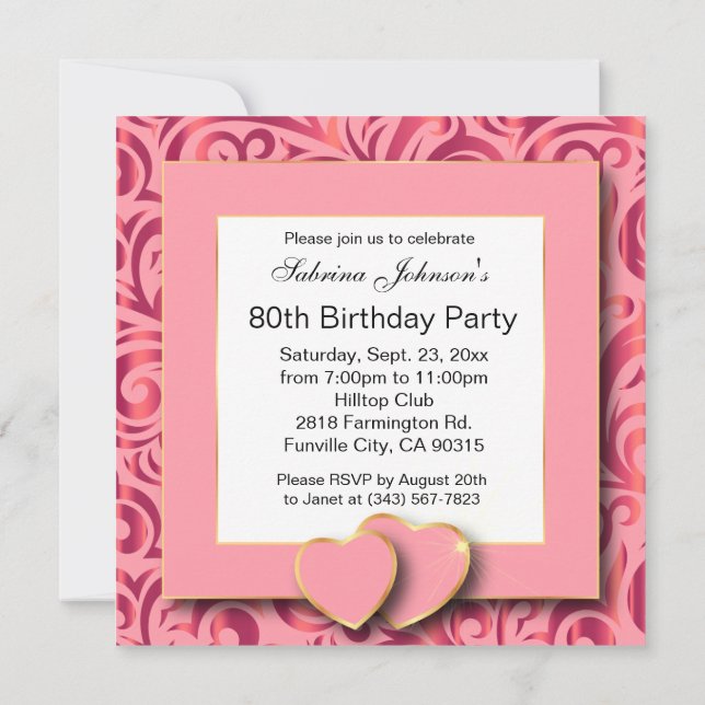 80th Birthday Party |DIY Text Invitation (Back)