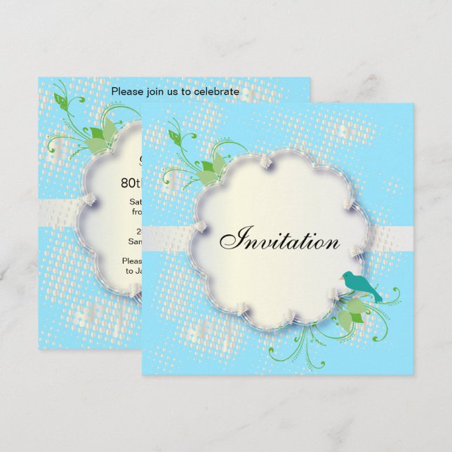 80th Birthday Party | DIY Text Invitation (Front/Back)