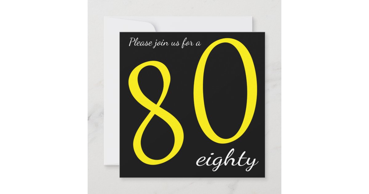 80th Birthday Party | DIY Text Invitation | Zazzle