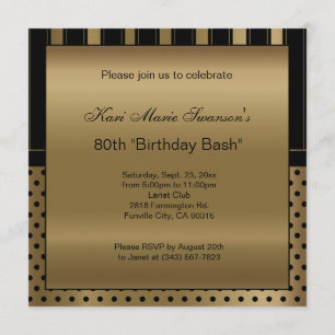 80th Birthday Party DIY Text Invitation