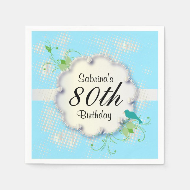 80th Birthday Party | DIY Text Napkin (Front)