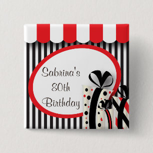 80th Birthday Party   DIY Text   Red 15 Cm Square Badge