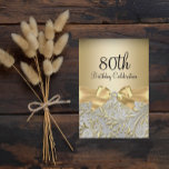 80th Birthday Party Elegant Gold Bow Floral Swirl Invitation<br><div class="desc">Elegant Gold Bow Floral Swirl 80th Birthday Party Invitation. Elegant gold diamond bow & floral swirl design. Please note: All flat images! They do not have real jewels! “Please note: Zazzle shows ONE sample by default. Remember to update the quantity at checkout to order the full set of invitations you...</div>