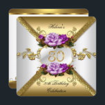80th Birthday Party Elegant Purple Gold Roses A Invitation<br><div class="desc">80th Birthday Party, Roses Purple White Gold Birthday Party. Invitation floral flowers, Party birthday invites. This Design Style is Copyrighted © Content and Designs © 2000-2015 Zizzago™ (Trademark) and its licensors. Customise with your own details and age. Fabulous product for Women, Girls, Zizzago created this design PLEASE NOTE all flat...</div>