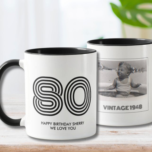 80th Birthday Party Favour Vintage Year Mug (80th Birthday Party Favor)